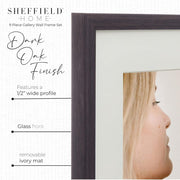 Sheffield Home 9-Pc Picture Frame Set, Matted 11x14 in, Dark Oak, 131067