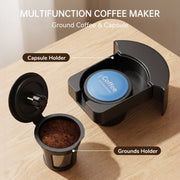 Sanerto Single Serve Coffee Maker Compatible with K Cup Capsules and Grounds, 6-12oz Adjustable Cup Size, 1000W, Black, Sanerto-A01A
