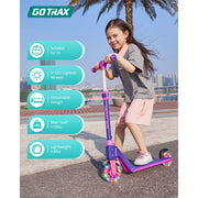 Gotrax K03 Kids Kick Scooter, LED Light-Up Wheels, Adjustable Handlebars, Lightweight 4.6 lb, Purple, Supports Up to 110 lb