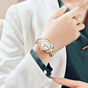OLEVS 55W-67 Womens Dress Wristwatch, Two Tone Gold Silver Stainless Steel Band, Day Date Display