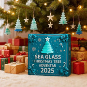 FWTTOM Advent Calendar 2025, Sea Glass Handmade Mini Christmas Tree Shape Advent Calendars with 24Pcs Hanging Ornaments