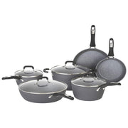 Bialetti Impact 10-Piece Textured Aluminum Cookware Set, Gray, Nonstick Pots and Pans with Lids, Oven-Safe up to 400F, 07559