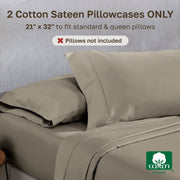 California Design Den Pillowcase Set, 400 Thread Count Cotton Sateen, Soft Breathable, Standard and Queen Size, Taupe, Pack of 2