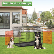 BestPet 48 Inch Foldable Metal Dog Crate with Double Doors, Adjustable Divider, Removable Tray, Black, TY-PC1200-Black