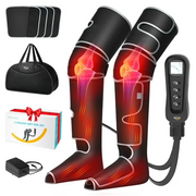 ALLJOY Leg Compression Massager, Heated Compression with 6 Modes and 2 Heat Levels, Adjustable Fit with 4 Extenders, Full Leg Massage for Circulation and Pain Relief
