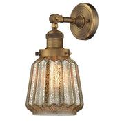 Innovations Lighting Franklin Restoration Chatham Vintage LED Wall Sconce with Brushed Brass Finish and Mercury Glass Shade, 6 Inch, 203-BB-G146-LED