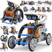 Beefunni STEM Toys Solar-Powered Transforming Robot Toy, 12-in-1 Construction Set, Educational Science Experiment Kit, Gray, K200