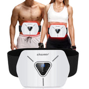 WaJiu ABS Abdominal Training Belt, 3D Ergonomic Fitness Muscle Trainer, 8 Modes, 30 Levels, Rechargeable, Gray