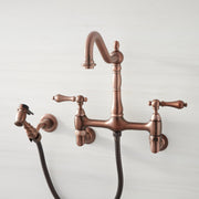 Signature Hardware RS-5086-ORB-LEAD FREE Felicity Wall Mount Kitchen Faucet with Hand Spray, Oil Rubbed Bronze