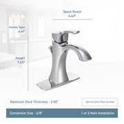 Moen 6903 Voss Single Handle Single Hole Bathroom Faucet With Valve Polished Nickel
