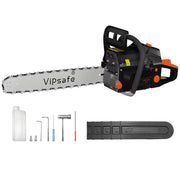 Vipsafe 58cc Gas Chainsaw, 20-Inch Low-Kickback Laminated Bar, 2-Cycle Engine, Triple Anti-Vibration System, Chain Brake, Rear Handle, Black and Red