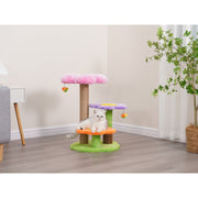 Vibrant Life 4-Level 26in Floral Style Cat Tree with Plush Perches, Natural Jute Scratching Post, Dual Bee Teaser Toys, Rubber Grooming Brush, Multicolor, CT230712