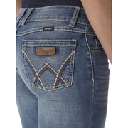 Wrangler Women's Retro Mae Mid Rise Bootcut Jeans with Stretch Fabric, Medium Wash, Embroidered Back Pockets, 1009MWZKN