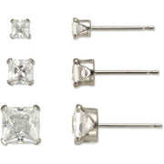 Brilliance Fine Jewelry 4mm Cubic Zirconia 10kt Yellow Gold Stud Earring Set, 2 Pairs - Spot or Wipe Clean