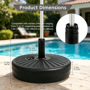 Kool 81 lb Heavy Duty Fillable Patio Umbrella Base, Fits 1.0-in to 2-in Pole Diameter, Black