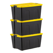 Iris USA Plastic Storage Bins with Lids, 94 Qt, Clear, Black Latching Stackable Totes, 3 Pack