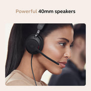 Jabra Evolve2 40 SE Wired Mono Noise-Cancelling Headset with 3-Microphone Call Technology, USB-C/A Cable, Black