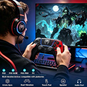YUOY Wireless Video Game Controller, Compatible with PS5, PS5 Pro, PS5 Slim, PC, 1500mAh Battery, Dual Vibration, 6-Axis Motion Control, Built-in Microphone, 3.5mm Audio Jack, Spider