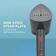 Sunbeam Handheld Travel Steamer, 1520W, Dual Voltage, Foldable Design, 140ml Tank, Bristle Brush Attachment, Grey