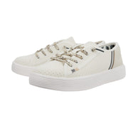 HEYDUDE Cody Perf Leather Casual Sneakers for Ladies - White - 9M
