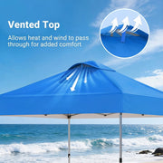CHITOOMA 10 x 10ft Pop Up Canopy Tent, Waterproof 210D Oxford Fabric with UPF 50+ UV Protection, Adjustable Sidewall Heights, Alloy Steel Frame, Portable with Wheeled Bag, Blue