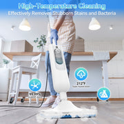 YOMA Steam Mop 6-in-1 Multi-Surface Cleaner with Adjustable Brush Head, 12 fl oz Water Tank, Dual Steam Modes, White, F2