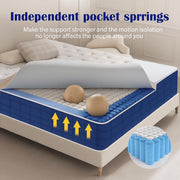 STOENOE Queen Size Hybrid Mattress, 10 Inch Euro Top, Memory Foam with Pocketed Coil, Medium Comfort, Strong Edge Support