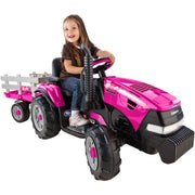Peg Perego IGOR0067 Case IH Magnum Tractor/Trailer Ride-On Toy for Kids - Pink