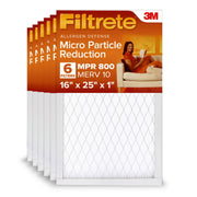 Filtrete 801-2PK-3 16x25x1 HVAC Furnace Air Filter, MPR 800 MERV 10, Micro Particle Reduction, 6 Pack
