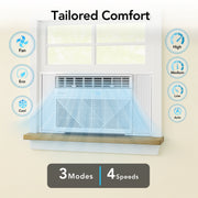 Comfort Zone 8,000 BTU Smart Wi-Fi Window Air Conditioner, 4-Speed Settings, ECO Mode, Remote Control, White, CZ12758