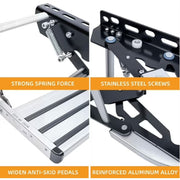 WheelX RV Steps, 2-Step Manual Retractable Steps for RVs, 400 lb Load Capacity, Aluminum Alloy Folding Steps for Camper Vans, Trailer Steps with Reinforced