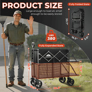 RoveStep Double Decker Folding Garden Wagon, 320L Dual-Level Capacity, 400 lb Load, Heavy-Duty Steel Frame, Collapsible with 360 Swivel Wheels and Brake, Big Wheels, Double Extended Tailgate