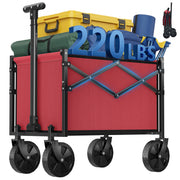 Gianna OC-YTC26MN-RD Small Folding Collapsible Wagon,220 LBS Utility Wagon Cart with Wheels, Red