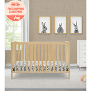 Delta Children Heartland 4-in-1 Convertible Baby Crib, Natural Pine, Adjustable Mattress Height, JPMA Certified, 555140-746