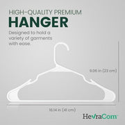 HevraCom Plastic Clothes Hangers, White, 50 Pack, Strong Durable Non Slip with Grooved Shoulders and Clipless Design, Classic-Set