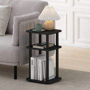 Furinno Just 3-Tier Turn-N-Tube Curve End Table with Rounded Edges, Americano Top, Black Base, 13.15 in, 24413AMBK