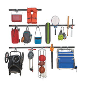 Rubbermaid FastTrack Garage Storage System, 20-Piece Kit with 5 Steel Rails and 15 Locking Hooks, Black, 1910371