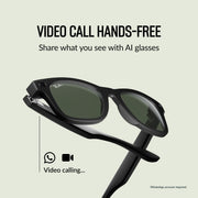 Ray-Ban Meta Wayfarer Large Smart Glasses with 12 MP Camera, Clear to Green Transitions Lenses, Matte Black