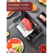 FOHERE Electric Food Slicer, 200W Motor, Dual 7.5-Inch Stainless Steel Blades, Adjustable Thickness, Detachable Components, Safety Features