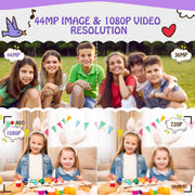 Wednkoly WED-60388 Kid's FHD 1080P 44MP Vlogging Digital Camera (Purple)