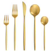 Bestdin 20-Piece Stainless Steel Flatware Set, Matt Gold Polish, Service for 4, Dishwasher Safe