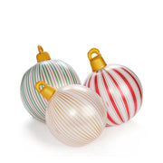 FUNBOY 3 Pack Vintage Stripe Inflatable Christmas Ornaments with Remote-Controlled LED Lights, Weatherproof, Weighted Base, Indoor Outdoor, 24in 22in 16.5in ORNAMENT24-3SET-STRIPE
