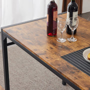 Ktaxon Dinner Table Set for 4 w/2 Chairs w/Backrest & Bench w/Storage Rack, Rustic Brown