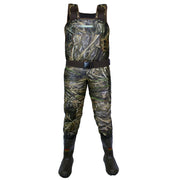 Riverwalks Elite 3.5mm Neoprene Bootfoot Hunting Wader, Mossy Oak Habitat Camouflage, 600 Gram Insulated Rubber Boots, Reinforced Knees, Adjustable Suspenders, Quick-Release Wading Belt