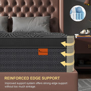 Viscountess Hybrid Queen Mattress, 10 Inch Gel Memory Foam, Individually Pocketed Springs, Medium-Firm, Breathable Cover