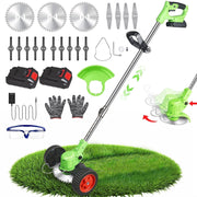 AOVOX Cordless Electric Weed Wacker w/2 4.0Ah Batteries, Brushless Weed Eater, 3-in-1 Grass Trimmer & Lawn Mower, Green