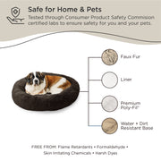 Best Friends by Sheri Original Calming Donut Dog and Cat Bed, Shag Faux Fur, Dark Brown, Extra Large 45in