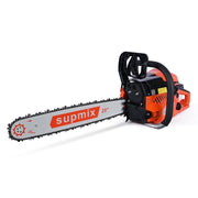 Supmix Gas Chainsaw, 62cc 2-Cycle Petrol Engine, 20-Inch Guide Bar with Low-Kickback Chain, Ergonomic Top Handle, Safety Switch, Quick-Stop Chain Brake, Red