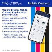 Brother Work Smart 1360 Wireless Color Inkjet All-in-One Printer with Automatic Duplex Printing, 1.8