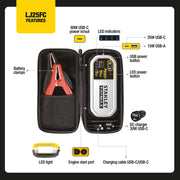 Stanley FatMax Automotive Jump Starter, 2500 Peak Amps, USB-C PD 60W, USB-A 15W, LED Work Light, Carrying Case, LJ25FC